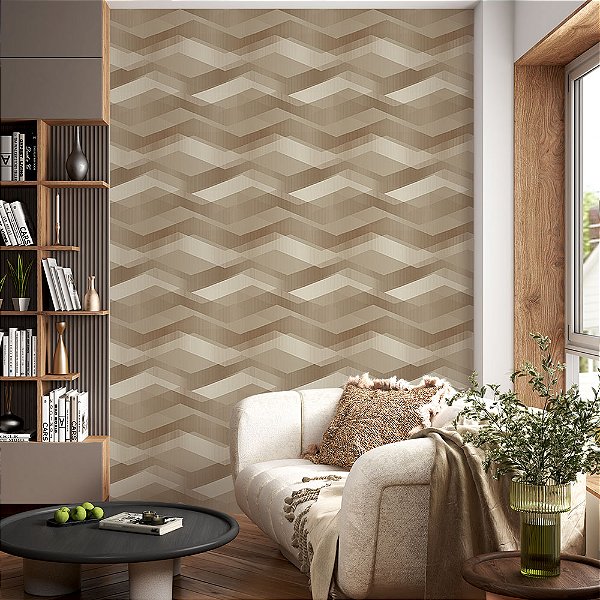Papel de Parede Chevron em tons de Marrom