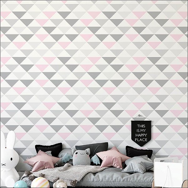 Papel de Parede Triângulos Rosa