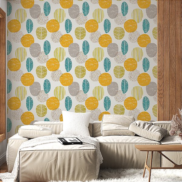 Papel de Parede Folhas Coloridas