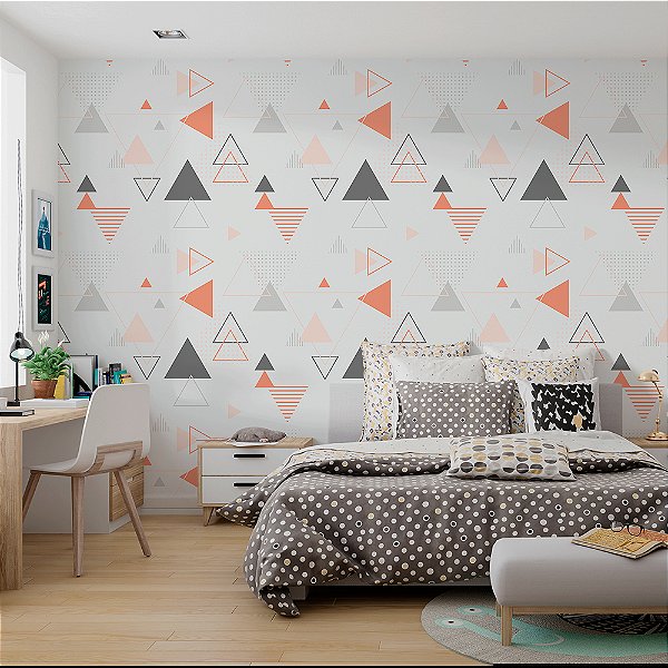 Papel de Parede Triângulos Laranjas