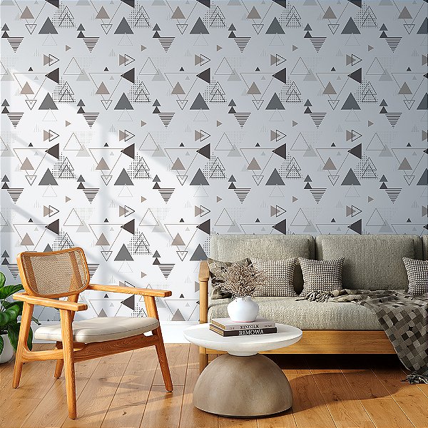 Papel de Parede Triângulos em tons de Cinza