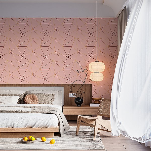 Papel de Parede Zara Ouro fundo Rosa