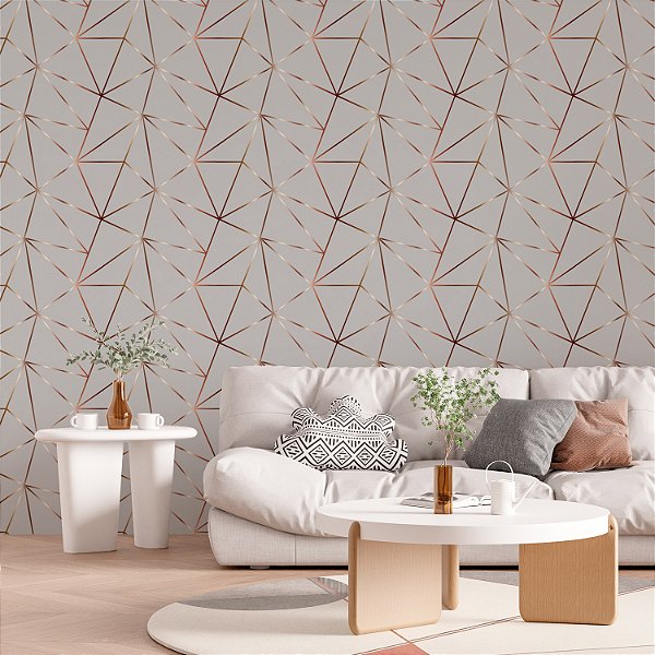 Papel de Parede Zara Bronze fundo Cinza