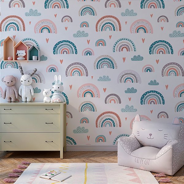 Papel de Parede Escandinavo Arco-Íris Colorido