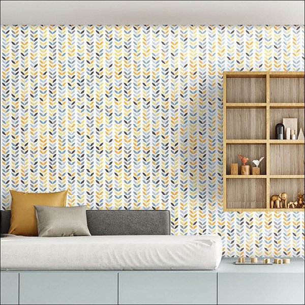 Papel de Parede Pequenas Folhas Coloridas