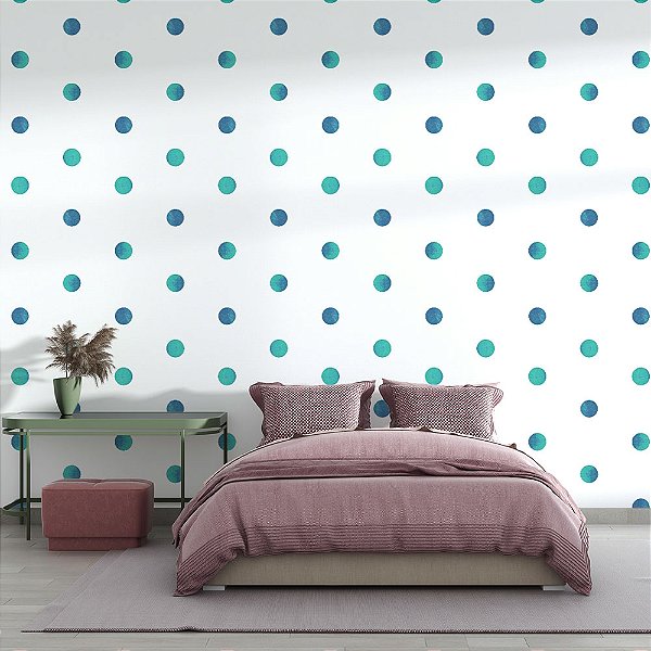 Papel de Parede Poá Aquarela Azul