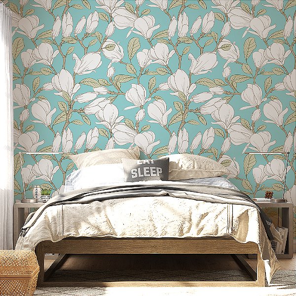 Papel de Parede Flores Brancas