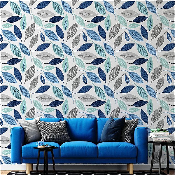 Papel de Parede Floral Azul