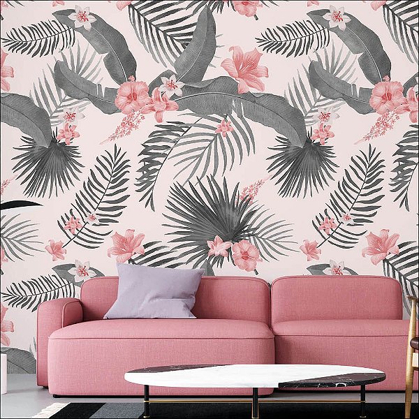 Papel de Parede Floral Rosa