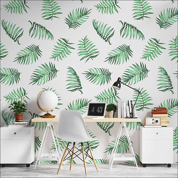 Papel de Parede Floral Verde