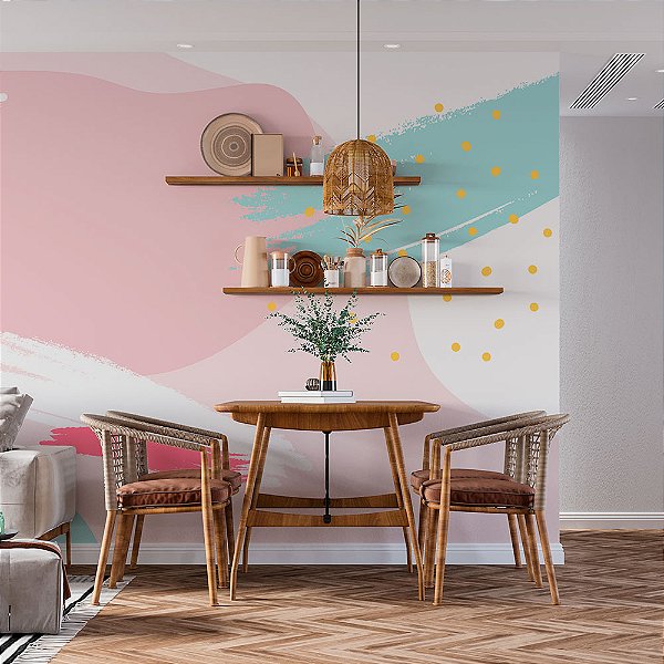 Papel de Parede Formas Abstratas em tons Pasteis