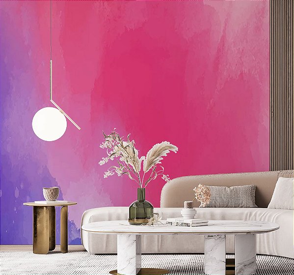 Papel de Parede Aquarela Rosa e Roxo