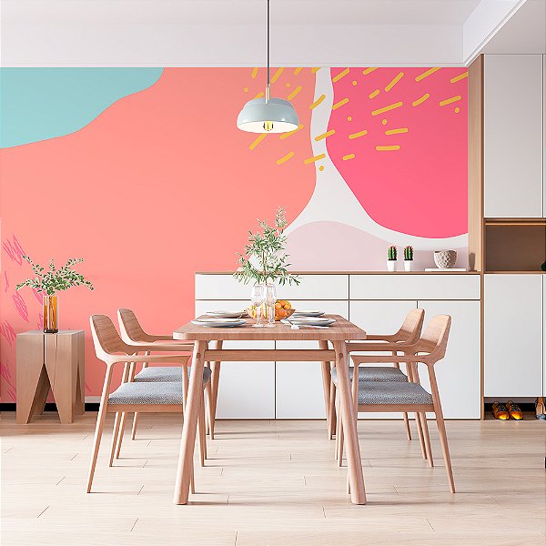 Papel de Parede Formas Abstratas em tons Pasteis