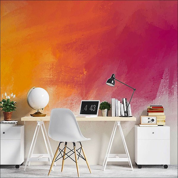 Papel de Parede Aquarela Amarelo e Vermelho