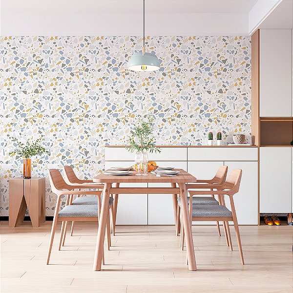 Papel de Parede Granelite Cinza e Amarelo