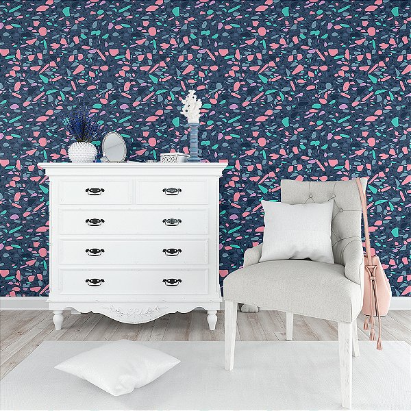 Papel de Parede Granelite Rosa e Azul Claro