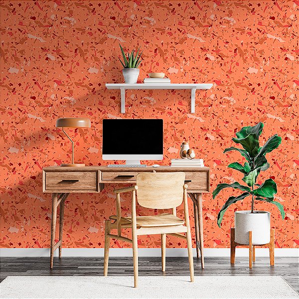 Papel de Parede Granelite Laranja e Vermelho