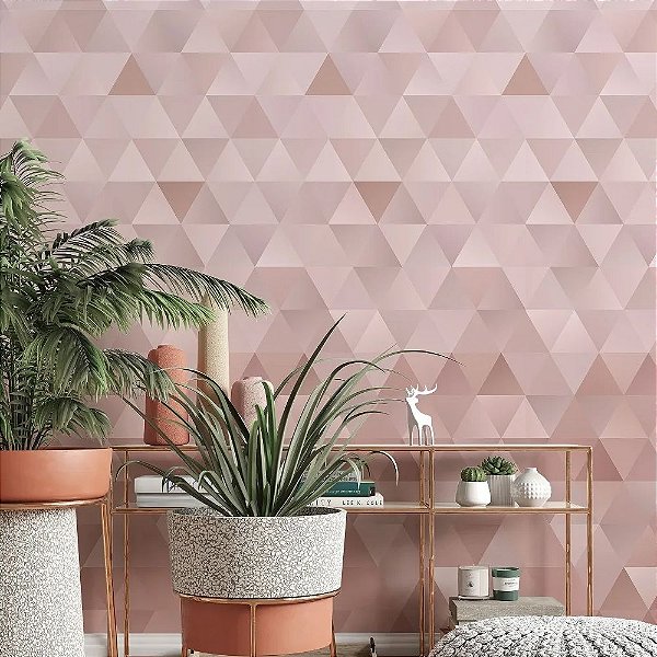 Papel de Parede Triângulos em tons de rose gold