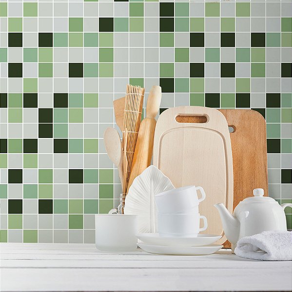 Papel de Parede Pastilha Tons de Verde