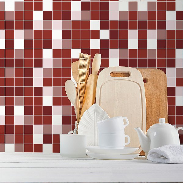 Papel de Parede Pastilha Tons de Vermelho
