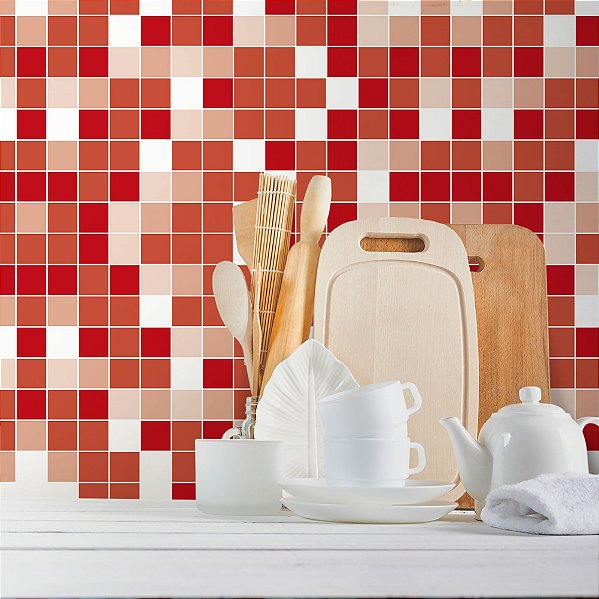 Papel de Parede Pastilha Tons de Vermelho