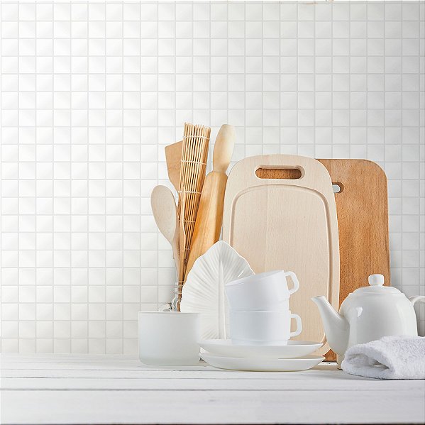 Papel de Parede Pastilha Branca