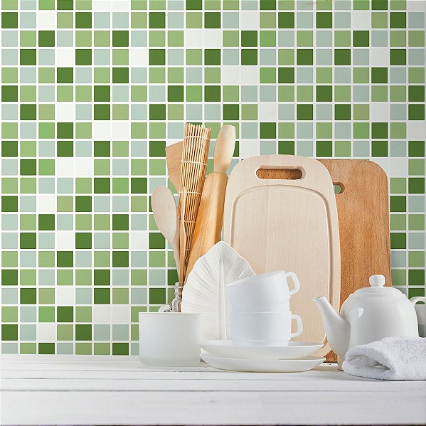 Papel de Parede Pastilha Tons de Verde