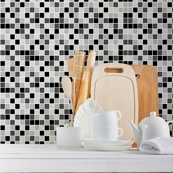 Papel de Parede Pastilhas Pretas