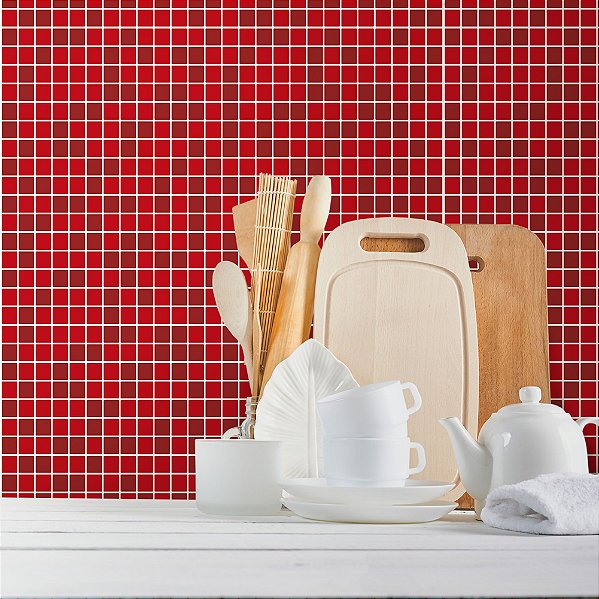 Papel de Parede Pastilhas Vermelho