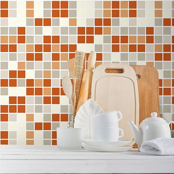 Papel de Parede Pastilhas Tons de Laranja