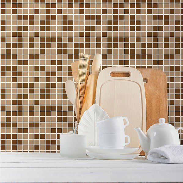 Papel de Parede Pastilhas Tons de Marrom