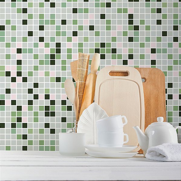 Papel de Parede Pastilhas Tons de Verde