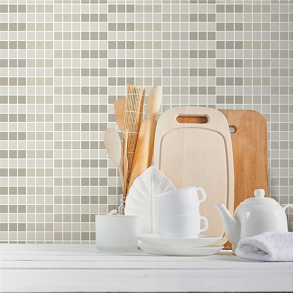 Papel de Parede Pastilhas Tons de Bege