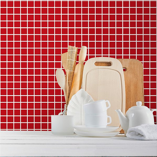 Papel de Parede Pastilhas Vermelhas