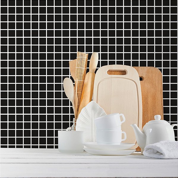 Papel de Parede Pastilhas Pretas