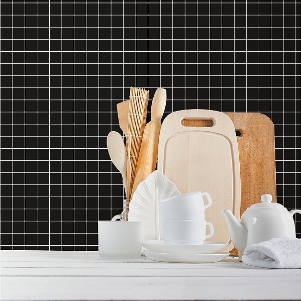 Papel de Parede Pastilhas Pretas