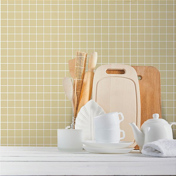 Papel de Parede Pastilhas Amarelo Claro