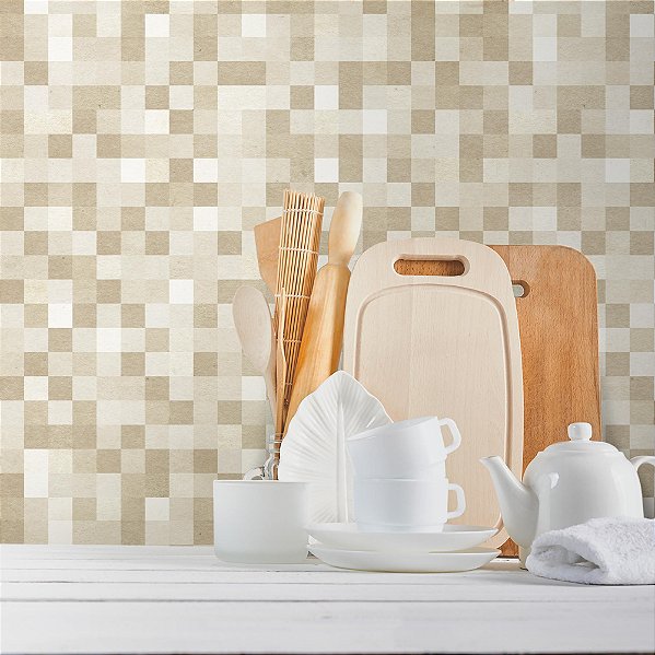Papel de Parede Pastilhas tons de Bege