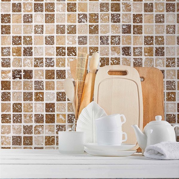 Papel de Parede Pastilhas tons de Marrom