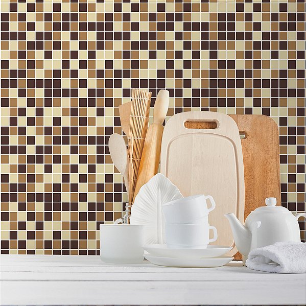 Papel de Parede Pastilhas Tons de Marrom