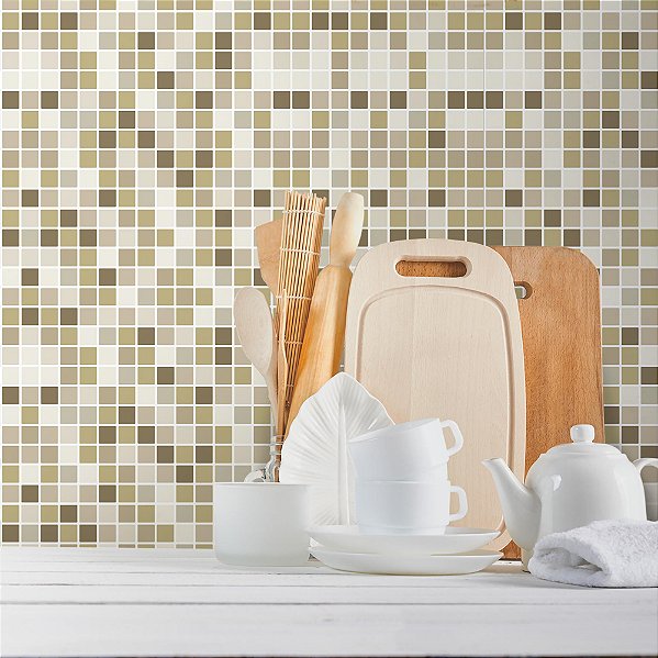 Papel de Parede Pastilhas Tons de Bege