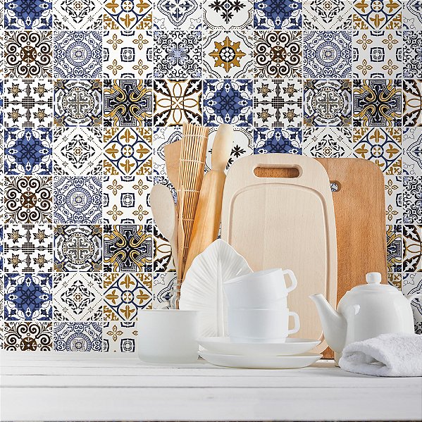 Papel de Parede Azulejos Coloridos