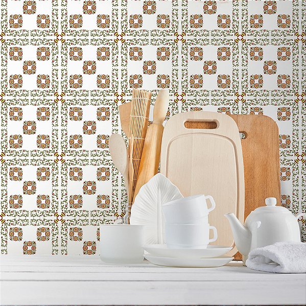 Papel de Parede Azulejo em Tons de Bege
