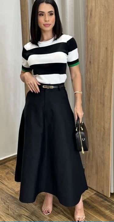 Saia longa alfaiataria Preta