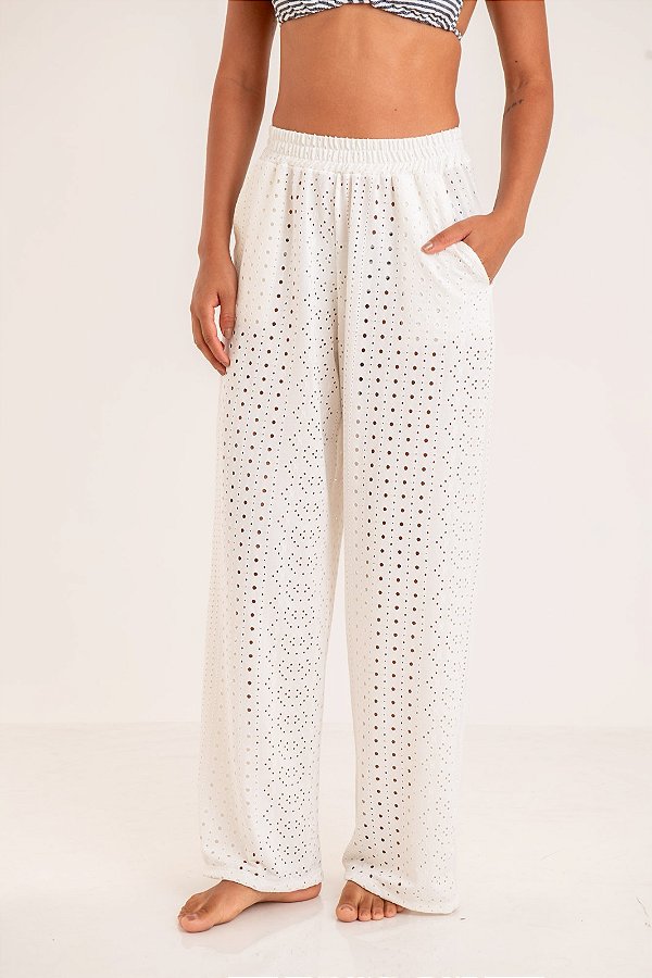 Pantalona Laise com Bordados Vazados