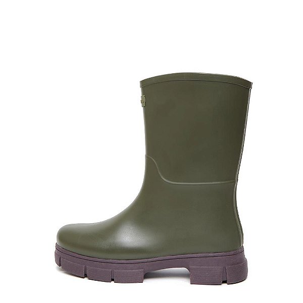 Galocha Urb Green - Bota Feminina Impermeável Cano Médio Verde Matte