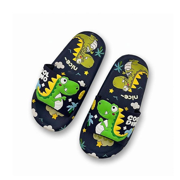Chinelo Infantil Menino Dinossauro Azul Marinho INF057