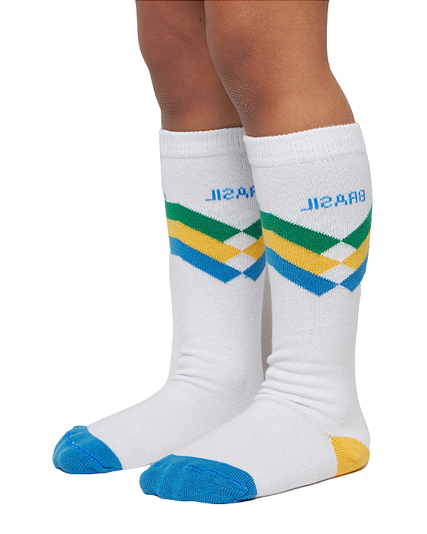 Meia Infantil Unissex GFME058 Brasil 3/4 Branco