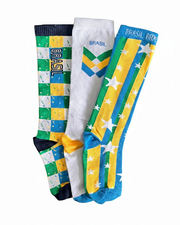 Kit Infantil 3 Meias Brasil