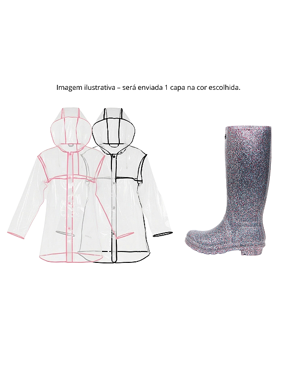 Kit Galocha Cano Longo Glitter Kt043 + 1 Capa de Chuva Curta Ck001